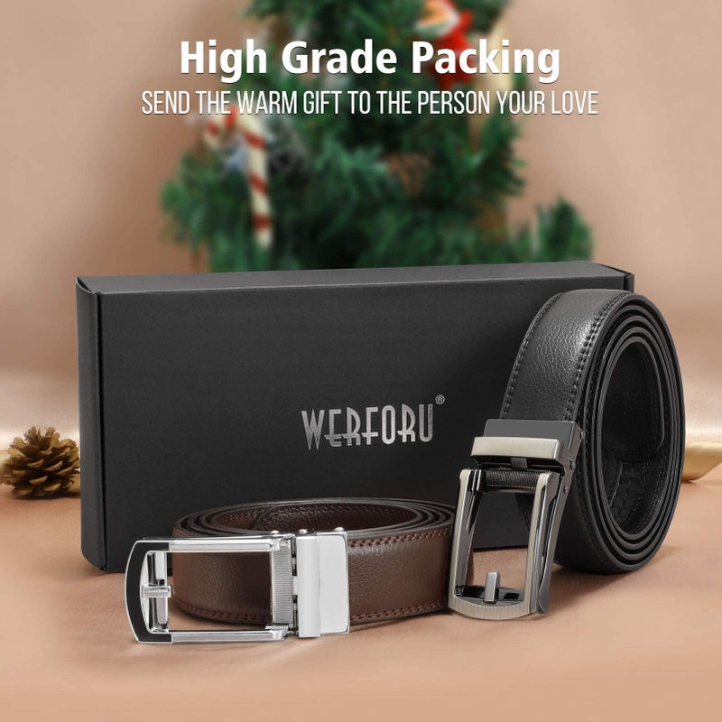WERFORU Men's Ratchet Belts, 2 Pack Leather Belts for Men Dress and Casual with Automatic Buckle - Image 5